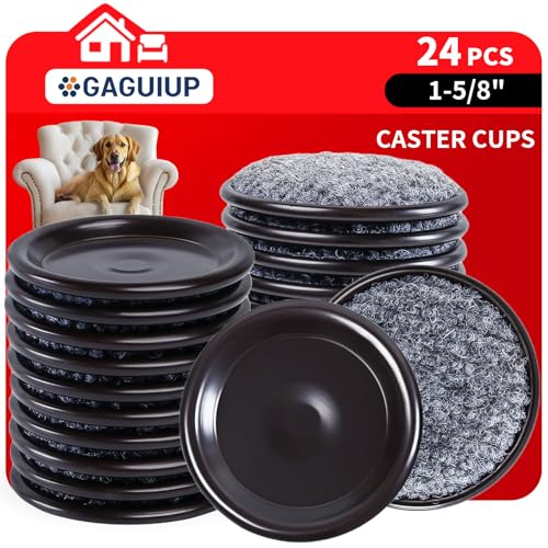 1 5/8" Round Carpet Bottom Furniture Caster Cups Furniture Coasters 24 Pack - size: 1-5/8 Inch, 24 Pack