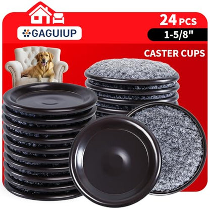 1 5/8" Round Carpet Bottom Furniture Caster Cups Furniture Coasters 24 Pack - size: 1-5/8 Inch, 24 Pack