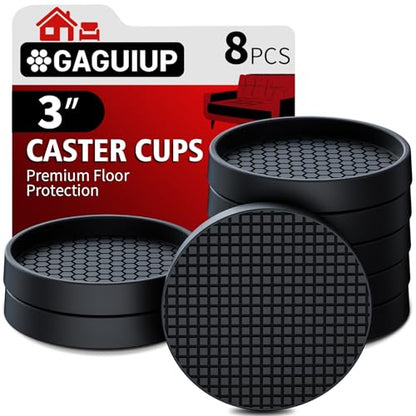 Non Slip Furniture Pads- 8PCS 3" Round Anti Skid Grippers Floor Protectors - size: 3" 8pcs Black