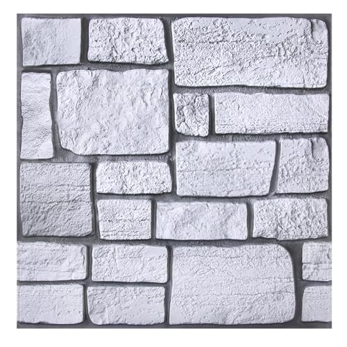 COMSTICKC 3D Faux Stone Wall Panels Peel and Stick, 10 Pcs 11.8" x 11.8" - color: Gray-3