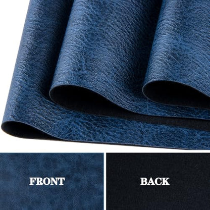 Faux Leather Sheets Fabric 16" X 54",Thick Durable Synthetic Upholstery Vinyl, Suitable for Furniture Replacement and Renovation Materials, Wallets, DIY Sewing Projects (Navy Blue, 16"X54") - color: Navy Blue, size: 16"X54"