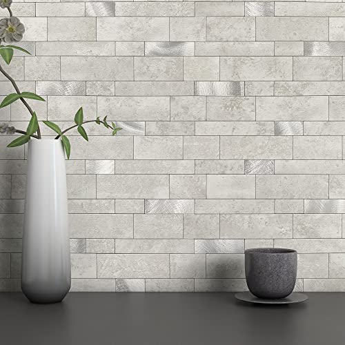 Stone Peel Stick Backsplash Tiles Kitchen Wall Cement Grey 5pcs - color: Cement Grey, size: 5sheets