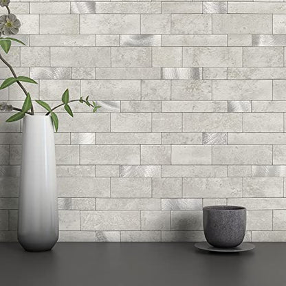 Stone Peel Stick Backsplash Tiles Kitchen Wall Cement Grey 5pcs - color: Cement Grey, size: 5sheets