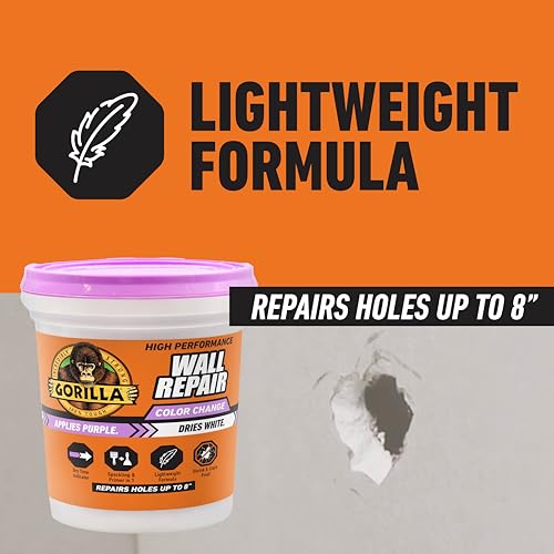 GORILLA High Performance Wall Repair, 16 oz Tub, Color Change Formula