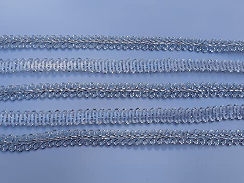 3/8 Inch Gimp Braid Trim 50 Yards for Upholstery Costume DIY Crafts (1314 Silver) - color: Silver