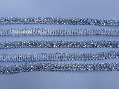 3/8 Inch Gimp Braid Trim 50 Yards for Upholstery Costume DIY Crafts (1314 Silver) - color: Silver