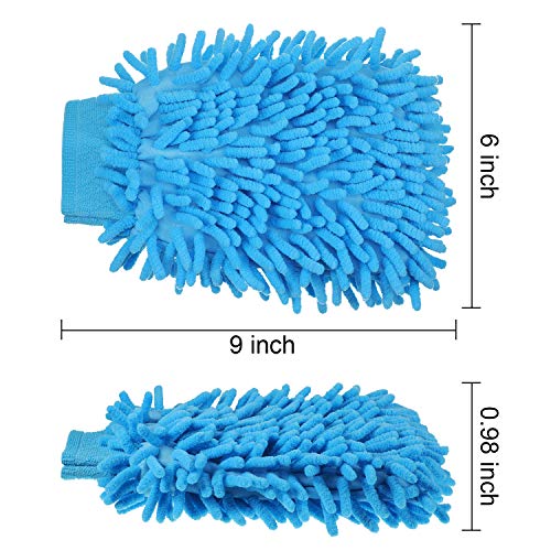 BBTO 5 Pack Car Wash Mitts Scratch Free Premium Chenille Microfiber Mitts - color: Orange,blue,green,pink,purple