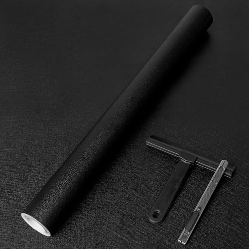 Black Wallpaper Peel and Stick with Tools, Matte Black Contact Paper - color: Black, size: 17.7" x 590.5"
