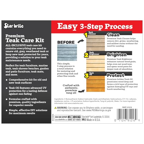 STAR BRITE Teak Oil, Premium Teak Care & Restoration - style: 16 OZ Kit