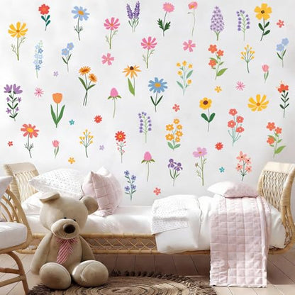 Spring Flower Wall Stickers, 8 Sheets 90 Pcs - color: Spring Flower