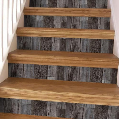 Yun-aeon Natural Wood-Gray Contact Paper Peel and Stick Wallpaper - color: Natural Wood-Gray, size: 17.3" x 80"
