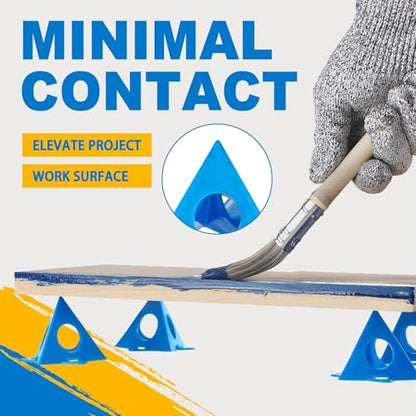 KATA 36PC Painters Pyramid Stands with 3 Paint Brushes for Cabinet Doors - color: Painter's Pyramids+3 Brushes Blue