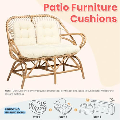 Wicker Chair Cushions 3 Piece Set, Waterproof Outdoor Cushion for Patio Furniture, Loveseat and U-Shaped Wicker Furniture Cushions, Beige - color: Beige