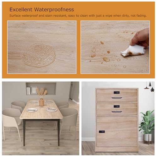 Peel and Stick Wallpaper Contact Paper Wood Oak Wood Grain Contact Paper Thicken Textured for Cabinets and Drawers Countertops Waterproof Self Adhesive Vinyl 17.7" x 393" - color: Natural Oak, size: 17.7"W x 393"L