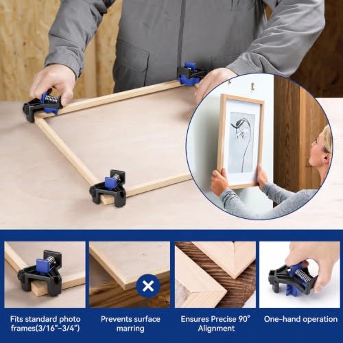 WORKPRO Corner Clamps for Woodworking, 4-Pack Adjustable Right Angle Clamps