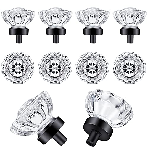 Cabinet Knobs Matte Black 8 Pack Glass Cabinet Knobs Vintage, Crystal Drawer Knobs and Pulls, Dresser Knobs - color: Matte Black, size: 8 Pack (36mm)