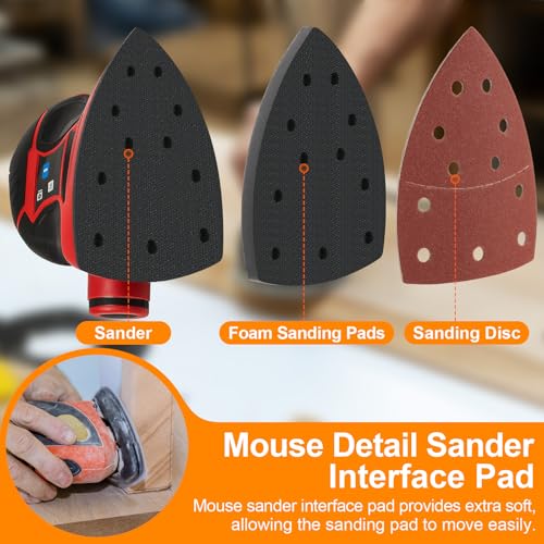 5 Pack 11 Hole Mouse Sander Interface Pads, Hook and Loop Backing