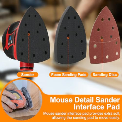 5 Pack 11 Hole Mouse Sander Interface Pads, Hook and Loop Backing