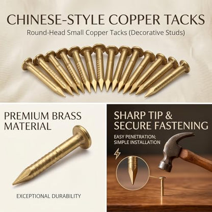 HEEPDD 100Pcs Brass Escutcheon Tacks, 10mm Round Head Brass Brad Nail - color: 10mm Length