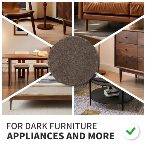 Felt Furniture Pads for Hardwood Floors -Yelanon Felt Pads for Chair Legs - size: 216 pcs Black & Brown