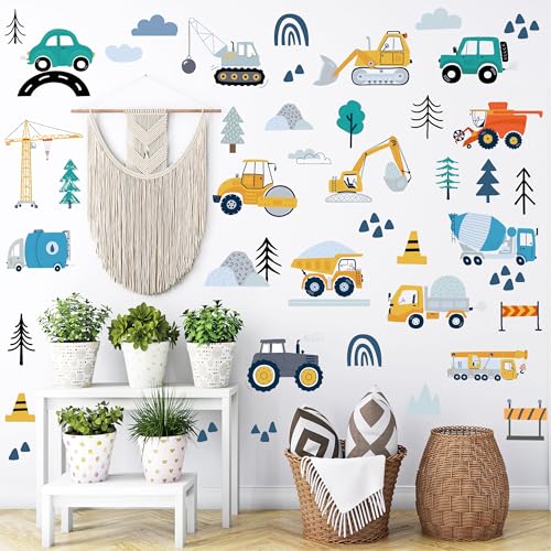 AOWDIAO 90PCS Construction Vehicle Wall Decals for Kids - style: Construction Vehicle