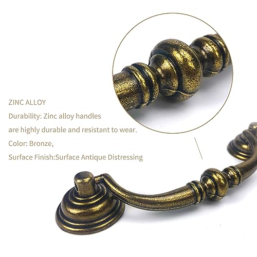 4 PCS Antique Brass Metal Drop Bail Pulls,4-1/4" Center to Center - color: Antique Brass, size: 4-1/4" Center to Center