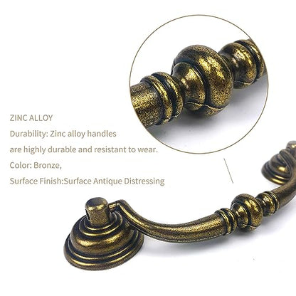 4 PCS Antique Brass Metal Drop Bail Pulls,4-1/4" Center to Center - color: Antique Brass, size: 4-1/4" Center to Center