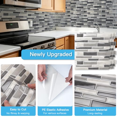 Art3d Linear Subway Design Tile Peel and Stick Backsplash, 20-Sheet, Gray - color: Gray