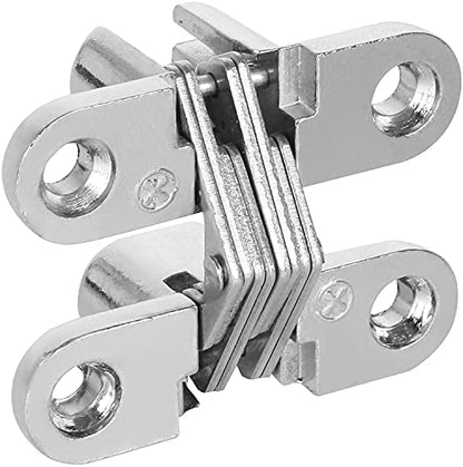 10 Packs Hidden Door Hinges 10 Pack Concealed Cross Hinge Invisible 180 Degree Hinges Swing Coss Invisible Hinge for Cabinets, 0.47'' Leaf Width, 1.7" Leaf Hight