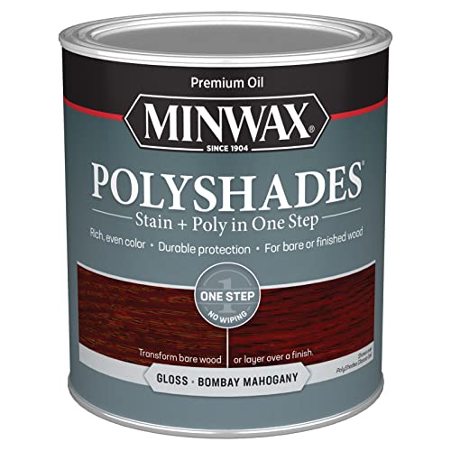Minwax PolyShades Wood Stain + Polyurethane Finish – Quart, Bombay Mahogany, Gloss - size: 32 Fl Oz (Pack of 1)