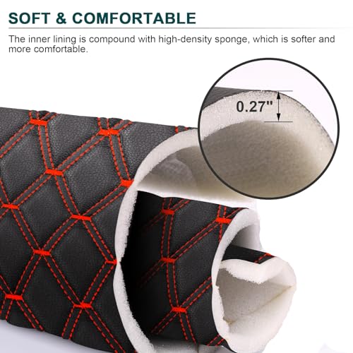 Vinyl Upholstery Diamond Fabric by the Yard, Black with Red Stitching - color: Black(red Thread), size: Style-B