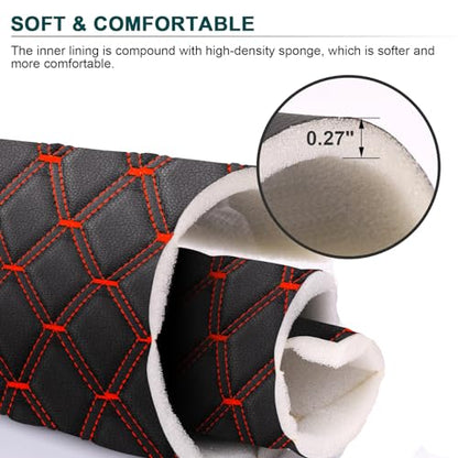 Vinyl Upholstery Diamond Fabric by the Yard, Black with Red Stitching - color: Black(red Thread), size: Style-B