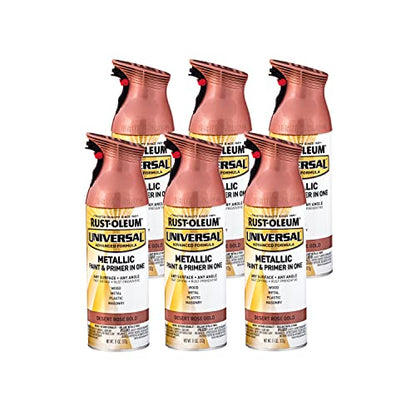 Rust-Oleum Universal All Surface Metallic Spray Paint, Desert Rose Gold - color: Desert Rose Gold, size: 11 Ounce (Pack of 6)