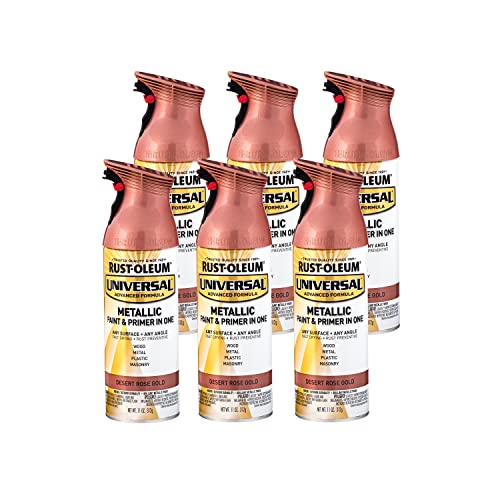 Rust-Oleum Universal All Surface Metallic Spray Paint, Desert Rose Gold - color: Desert Rose Gold, size: 11 Ounce (Pack of 6)