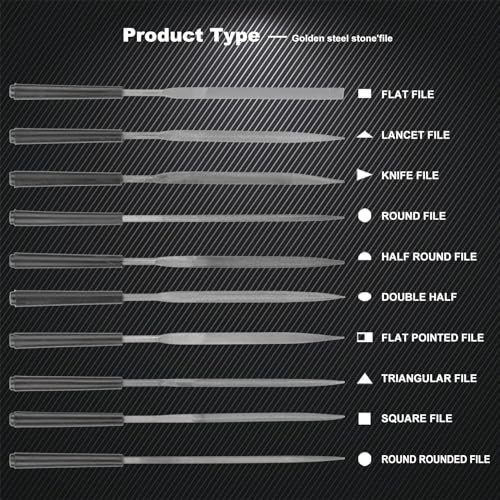 10pcs Mini Steel Needle Files,Packed in Synthetic Leather Case,for high Precision Sanding Work on Wood and Plastic Carving - color: Black