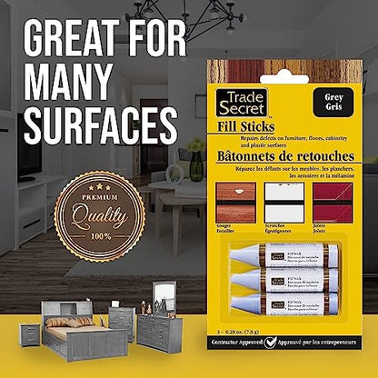 Wood Filler Putty Scratch Repair Fill Stick, Grey, for Floors, 3-Pack - color: Gray