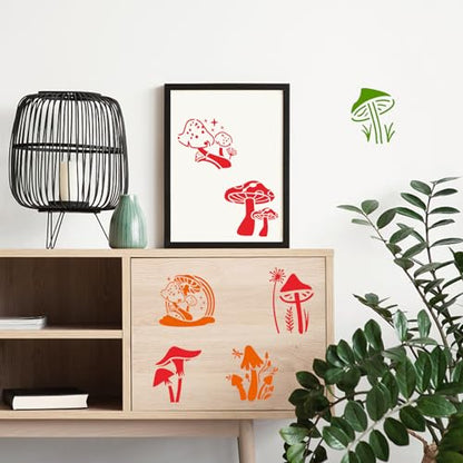 Augshy 56Pack Mushroom Stencils for Painting Moon Flowers Wall Decor 3 Inch - style: Mushroom