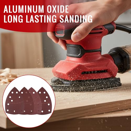 50 PCS Sander Replacement Pad Compatible with Skil, 60/80/120/240 Grit Mixed Mouse Sander Pads, Hook & Loop 11-Hole Design, for Use with SKIL SR6607B-10 and SR232301 Multi Sanders