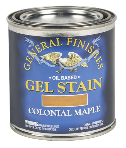 General Finishes Oil Base Gel Stain, 1/2 Pint, Colonial Maple - color: Colonial Maple, size: 1 Half-Pint