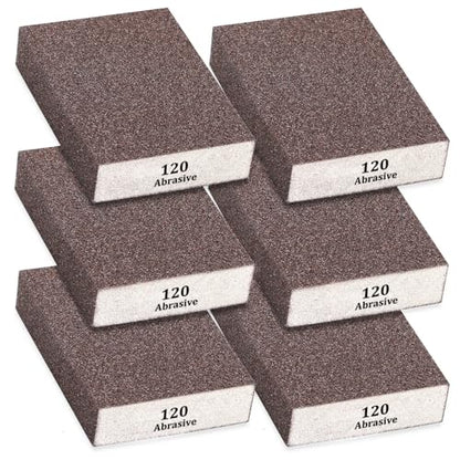 Tnisesm 6Pcs Sanding Blocks 120 Grits Sanding Sponge,for Drywall Wood Metal Washable & Reusable Sandpaper BlocksWashable and Reusable - size: 4" X 2.75"