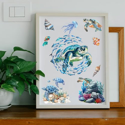 Peacoblue Sea Turtle Rub On Transfers for Furniture Craft 6"x12" - style: Sea Turtle