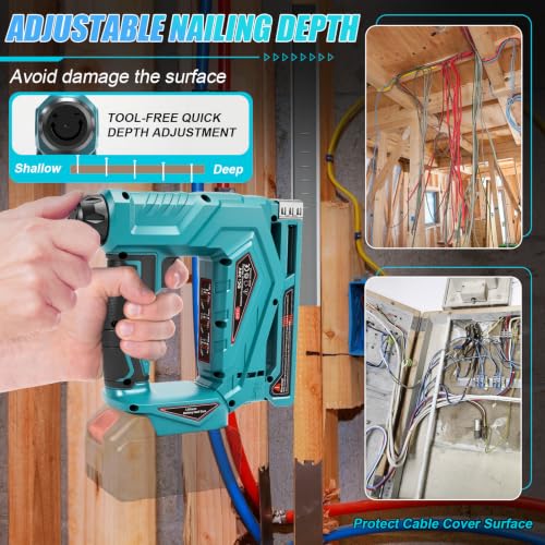 3-in-1 Brad Nailer/Narrow Crown Stapler for Ma-Kita 18V Battery - color: Blue