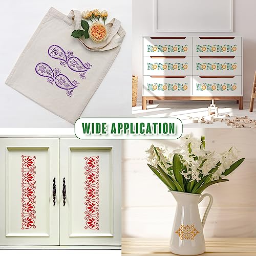 Ctosree 16 Pcs Flower Border Stencils Reusable, Cake Decorating Painting