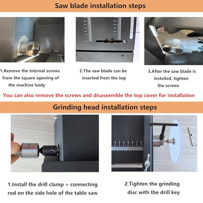Mini Table Saw, Mini Table Saw for Crafts, Multi functional Portable Adjustable Cutting Sanding Engraving Drilling All in One Machine for Wood/PCB/Acrylic/Plastic