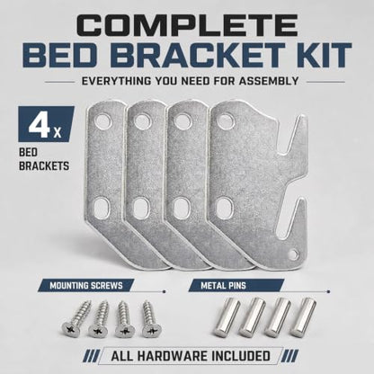 Bitray Wood Bed Plates Rail Hook Plates for Bed Frame Bracket Replacement - style: 4pcs