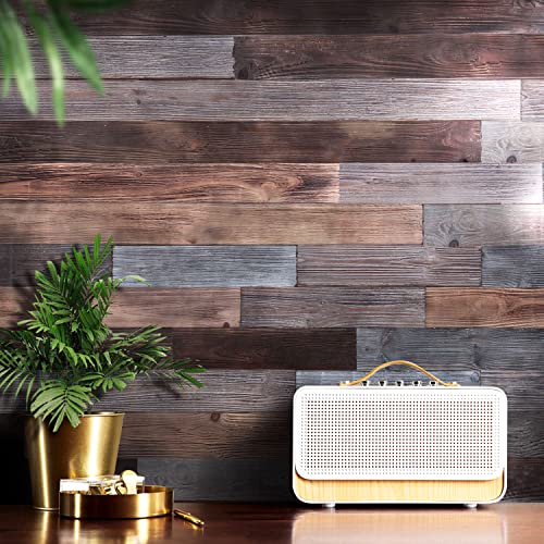 Nail Up Paneling Wood Wall Panels, Real Solid Planks DIY Easy Application, Rustic Reclaimed Barn Paneling for Accent Walls, Brown Gray Combinations, 10.5 sq. ft - color: Brown Gray, size: 10.5 Sq.Ft