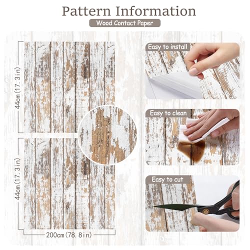 Wood Wallpaper Peel and Stick Shiplap Contact Paper 17.3"×78.8" - color: Brown, size: 17.3" x 78.8"