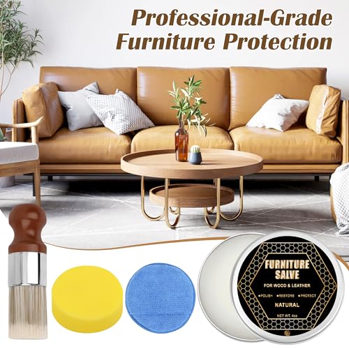 1+3 Furniture Salve for Leather & Wood with Brush Set, 4oz
