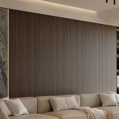 YU LI 3DH Peel and Stick PVC Slat Wall Panel 236"x15.75" Self-Adhesive Thick Faux Smoked Wood Grain Wallpaper Panel 3D Soundproof Wall Panels for Walls & Ceilings - color: Smoked, size: 15.8" x 236"
