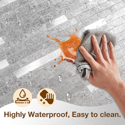 Peel and Stick Backsplash Tile Waterproof Removable PVC Wall Sticker 3D Faux Stone Marble Brick White Accent Panels (Matte Gray Stone - Metal Silver, 40 Tiles - 18 sq. ft. (1.68 m²)) - color: Matte Gray Stone - Metal Silver, size: 40 Tiles - 18 sq. ft. (1